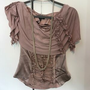 bebe Mauve Ruffled Top